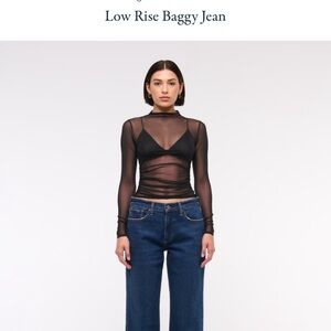 Black Sheer Long Sleeve Top